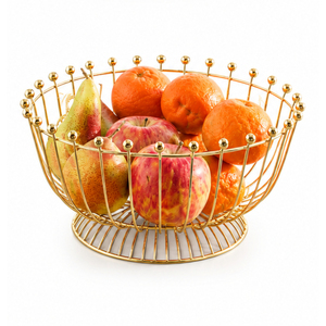 Cesta de Frutas Redonda de Alambre Metálico Exclusiva, Organizador Transpirable para Encimera de Cocina, Centro de Mesa de Lujo, Frutero - Product Image 6