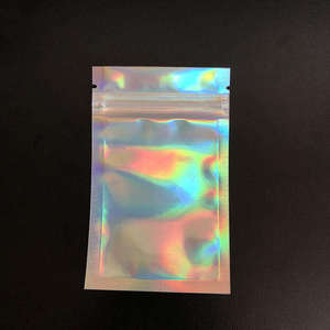Sachets refermables holographiques miniatures en PVC givré, thermoscellables, pour bijoux, en plastique recyclable et réutilisable, avec logo personnalisé, vente en gros - Product Image 2