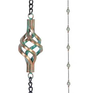 Chaîne de pluie spirale décorative pour l'extérieur de la maison et l'amélioration esthétique du jardin, qui crée un son de brise d'eau douce en provenance d'Inde - Product Image 1
