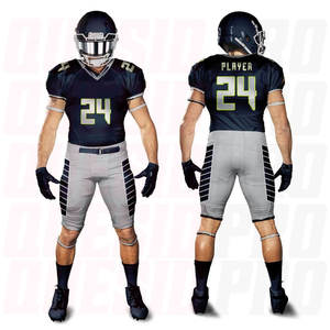 Uniformes de Fútbol Americano Personalizados al por Mayor, 100% Poliéster Transpirable, Manga Corta, Tallas Personalizadas para Jóvenes y Adultos - Product Image 1