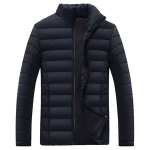 Stylish Men's Casual Fashion Winter Coat Quilted Hooded Puffer <b>Jacket</b> Warm Thick Padding <b>Canvas</b> Outerwear Featuring Front Logo - Product Image 3