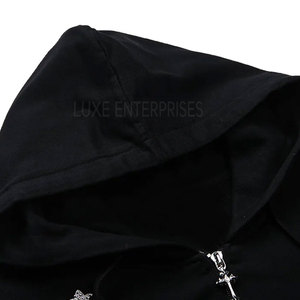 Sweat à capuche zippé personnalisé pour homme, en molleton respirant et mélange de coton, avec strass, idéal pour l'extérieur en hiver - Product Image 6