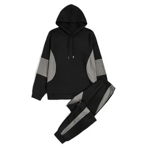 ชุดวอร์มออกกำลังกายฤดูหนาวสำหรับผู้ชาย ชุดแทรคสูทสีพื้น ปักลายได้ตามสั่ง ผ้าโพลีเอสเตอร์ 100% ชุดสองชิ้นผ้าฝ้ายฟลีซ น้ำหนักเบา - Product Image 1