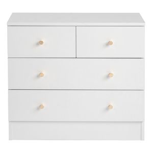 Comodino Moderno Semplice Bianco con 4 Cassetti in Quercia e Rattan per Arredamento Camera da Letto, Ideale per Appartamenti e Seminterrati - Product Image 3