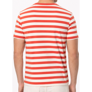 Camiseta de manga corta con cuello redondo y rayas rojas y blancas para hombre, de alta demanda, corte regular, estilo casual - Product Image 3
