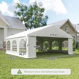 Carpa Grande y Resistente de 20 x 20 pies, Blanca, para Bodas y Fiestas, con Paredes Laterales, Carpa para Exteriores, Garaje, Toldo, Patio, Gazebo - Product Image 3