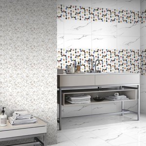 Carrelage mural en céramique blanc brillant minimaliste moderne 300x600 pour bureaux d'entreprise haut de gamme et projets d'infrastructure commerciale - Product Image 1