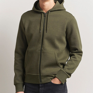 Sweat-shirt à capuche zippé vert olive pour homme, coupe oversize, 100 % coton French Terry, imprimé dessin animé, design découpé, imprimé sur le devant - Product Image 3