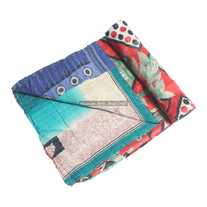 Handmade Kantha Work <b>Quilts</b> Indian Artisans Beautiful Cotton Eco-Friendly Reversible Heavy <b>Throw</b> Printed Patch Hand-Stitched - Product Image 6
