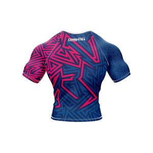 High Quality Men's Rash Guards Sportswear Custom Logo Digital Print Solid Breathable Lightweight 160g Polyester/Nylon Rash Guard - Product Image 6