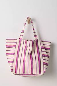 Striped Canvas Tote Bag Portable Shopping Carryall Beach Travel Bag Women <b>Large</b> Capacity Eco Friendly Rope Handle - Product Image 4
