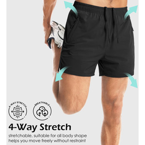 Shorts de jogging personnalisés, confortables, en polyester et coton, pour hommes, séchage rapide, extensibles dans 4 directions, impression de logo personnalisée. - Product Image 3