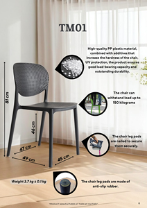 Silla de Salón TM01 Moderna de Resina Ligera con Respaldo Sólido, Patas Antideslizantes Duraderas, Relleno de Espuma y Cubierta de Malla para Hogar, Cafetería y Mobiliario - Product Image 1