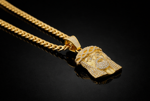 Premium Pendant <b>Necklace</b> with Rope <b>Chain</b> Hip Hop Jesus Piece Iced Out 10K 14K Gold Silver Statement Jewelry Gift - Product Image 2