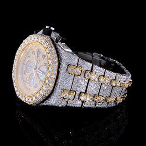 Reloj Mecánico Analógico de Acero Inoxidable de 100 Bares, Resistente al Agua, Estilo Hip Hop Clásico Unisex, Hecho a Mano y Personalizado con Moissanita - Product Image 3