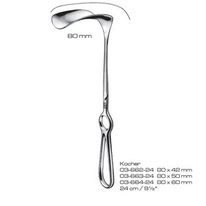 Retractor Quirúrgico Kocher 80x42mm 24cm Manual, Instrumento de Cirugía General Clase I con Certificación CE, Uso Hospitalario, Acero Inoxidable - Product Image 1