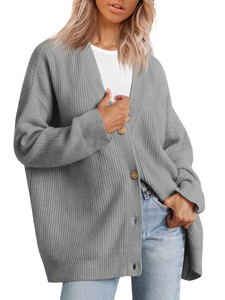Women's Custom Color Drop Shoulder Oversized Button Down Winter Thick Warm Your Own Brand Name Chenille Patches <b>Cardigan</b> <b>Sweater</b> - Product Image 4