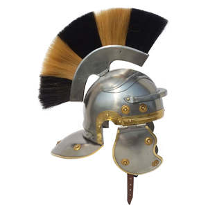 Casque de Centurion Romain Médiéval Antique en Acier Doux avec Plume Noire Dorée, Armure de Chevalier pour Cosplay, Reconstitutions Historiques et Costume d'Halloween - Product Image 2