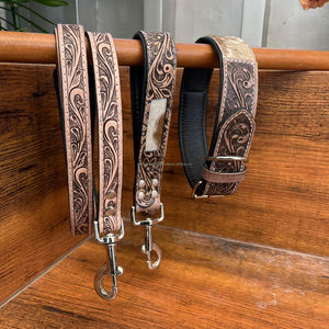 Customized Wholesale High Quality Handmade Leather Dog Collar & Cowhide Leather Dog <b>Leash</b> Genuine Leather Short Traffic Lead Set - Product Image 5