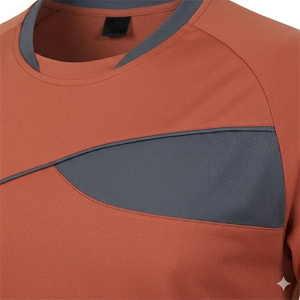 Men's Orange Moisture Wicking Short Sleeve <b>T</b>-<b>Shirt</b> and Shorts Set Crew Neck Elastic Waist Solid Color Block <b>Polyester</b> Summer - Product Image 6