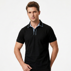 เสื้อโปโลแขนสั้นสีน้ำเงินกรมท่าสำหรับผู้ชาย ผ้าฝ้าย ระบายอากาศได้ดี สวมใส่สบาย ทรงปกติ - Product Image 3