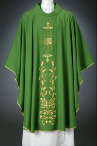 Casulla de Sacerdote de Poliéster de Alta Calidad con Estola Bordada a Máquina, Elegante Vestimenta Católica para Obispos y Clérigos - Product Image 6