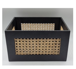 Premium Wooden Storage <b>Crate</b> with Rattan Webbing and Sturdy Rope Handles for <b>Wine</b>, Fruit, and Gift Hampers - Product Image 1