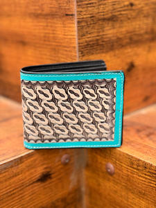 New Trending Hand Tooled Leather Men's <b>Wallets</b> Long Zipper Turquoise <b>Wallets</b> Credit <b>Card</b> Holder Genuine Leather Cow Boy <b>Wallets</b> - Product Image 4