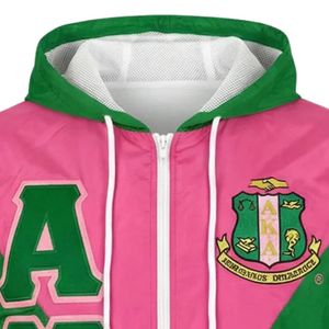 <b>Pink</b> Green Color Block Windbreaker <b>Jacket</b> Women Hooded Zip Front Graphic Casual Outdoor Fashion <b>Jacket</b> Streetwear Apparel - Product Image 5