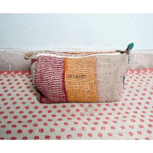 Handmade Cotton kantha cosmetic <b>pouch</b> bag small-Large Kantha with zipper closure Bag Affordable Women's Gifts for women - Product Image 5