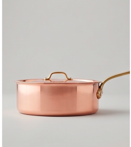 Copper Sauce <b>Pan</b> With Lid Handmade Minimalist Design Zinc Alloy Handle For Kitchenware Gas Use And Tableware - Product Image 4