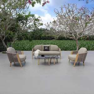 Conjunto de Sofás para Exteriores Cayman Premium con Madera de Teca Sólida y Tejido de Cuerda - Product Image 1