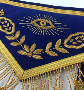 Tablier de Maître Ancien de la Loge Bleue en Velours Royal Marine avec Franges Dorées, Régalia Maçonnique, Tablier de Loge Ceremoniel de Franc-Maçon, Qualité Supérieure - Product Image 5