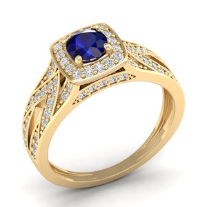 Anillo Halo REYES de Lujo en Plata de Ley 925 con Moissanita Certificada GRA y Zafiro Azul para Mujer, Joyería Fina con Piedra de Nacimiento - Product Image 6