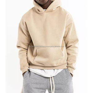 Sweat à capuche pour homme 100% coton 500 g/m² de haute qualité, uni, ample, court, lourd, surdimensionné, brodé - Product Image 1