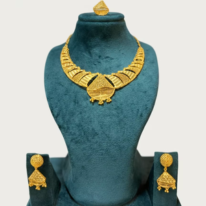 ชุดเครื่องประดับ MOLL JEWELLERS ทองชุบ 24k ดีไซน์กลีบดอกไม้ขนาดใหญ่ ประดับเพชรซิคอน วัสดุโลหะผสมสังกะสี สำหรับงานแต่งงาน ประกอบด้วยต่างหูและสร้อยคอ - Product Image 1