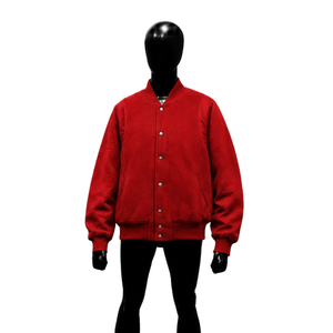 Chaqueta Varsity Roja Premium, Estilo Urbano de Invierno, Look Casual Moderno, Chaqueta de Manga Larga, Corte Holgado, Prenda de Otoño, Material Poliéster - Product Image 1