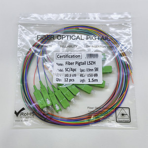 สายไฟเบอร์ออปติก SMF 12 เส้นใย  แบบมีสีสัน  ปลอกหุ้ม LSZH  ความยาว 1.5 เมตร  แบบ Single Mode  หัวต่อ SC  ขัดเงา APC  สายไฟเบอร์แบบ Pigtails  G652D - Product Image 2