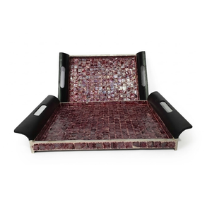 Plateau élégant de luxe avec incrustation de nacre, fait main, pour un rangement sophistiqué - Product Image 1