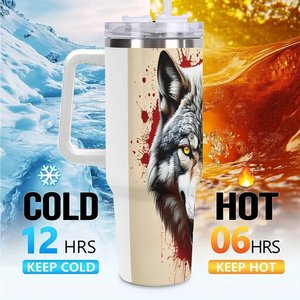 Personalized 40oz Stainless Steel Tumbler With Wolf Design For Home <b>Builder</b> Client Gifts - Product Image 6