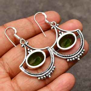 Pendientes de peridoto hechos a mano, joyería de piedras preciosas de plata de ley 925, regalo elegante para mujeres y niñas, accesorios de moda - Product Image 6