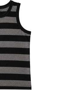 Débardeur en coton rayé noir et gris pour homme – Débardeur décontracté d'été pour la gym et le fitness – Respirant, coupe ample, style streetwear - Product Image 4
