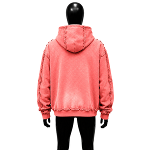Sweat-shirt à capuche zippé rose oversize pour homme, motif 'Truth' imprimé, en molleton décontracté, avec poche avant à logo, pour l'automne - Product Image 2