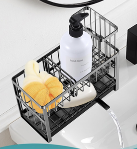OEM/ODM Vietnam 2 Tier Sink Caddy Organizer with <b>Draining</b> Tray Dish <b>Brush</b> Sponge Holder Kitchen Storage Rackd - Product Image 2