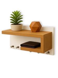 Modern Wooden <b>Key</b> Storage Rack with Metal Hooks for Entryway Hallway Home Organization - Product Image 1