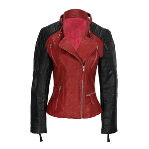 <b>Women</b> Real Leather Motorcycle <b>Jacket</b> Ladies Biker Slim Fit Black <b>Zip</b>-<b>Up</b> Customized Embroidery Logo Factory Wholesale - Product Image 1