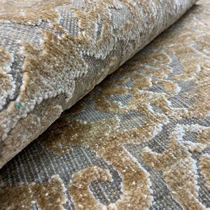 Modern Luxury Abstract Jacquard Damask Area <b>Rug</b>-Gold Silver <b>Grey</b> Low Pile Velvet Carpet for <b>Living</b> <b>Room</b> Hotel - Product Image 4