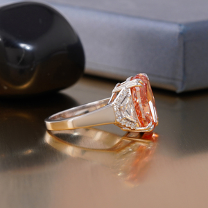 14K Gold Lab Grown Diamond Ring 7.01 CT Vivid Red <b>Cushion</b> Cut Rare Fancy Color <b>Statement</b> - Product Image 3