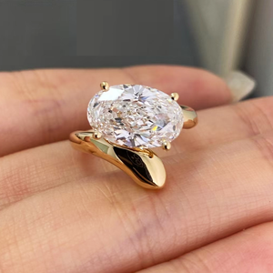 2.50 CT Oval Cut Zircon Diamond Trendy Bypass Shank <b>Solitaire</b> Engagement <b>Ring</b> 925 Sterling <b>Silver</b> Anniversary Wedding Party Gift - Product Image 2