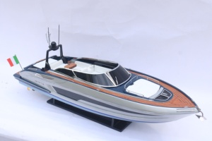 Modèle de bateau rapide de luxe Rivale 56, modèle en bois fait main, yacht à moteur moderne, objet de collection, décoration artistique - Product Image 2